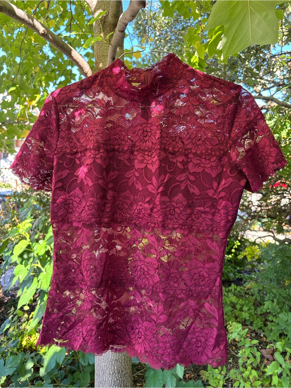 Guess Shayna Mock Neck Lace Top